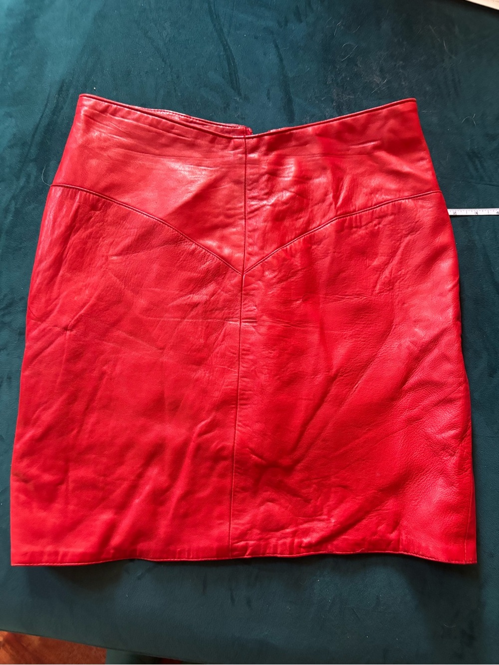 Red Leather Pencil Skirt
